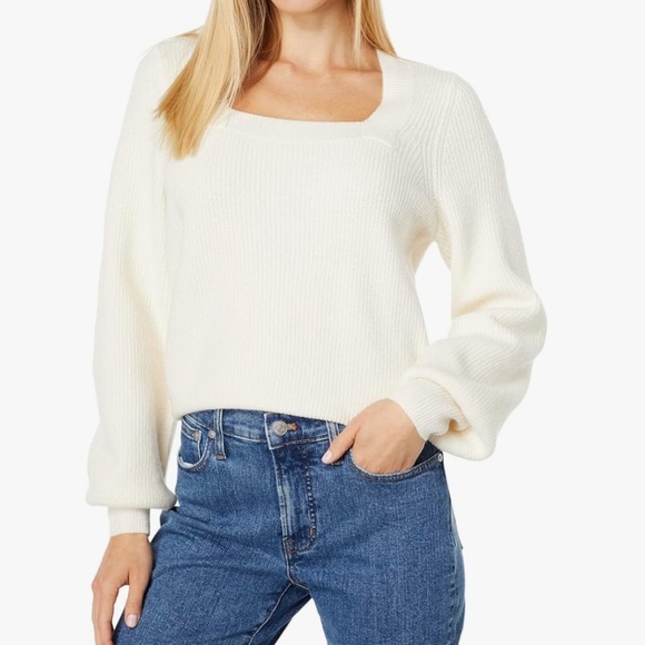 Madewell Women's SoftWool Ribbed Square-Neck Pullover Sweater. - Picture 1 of 6